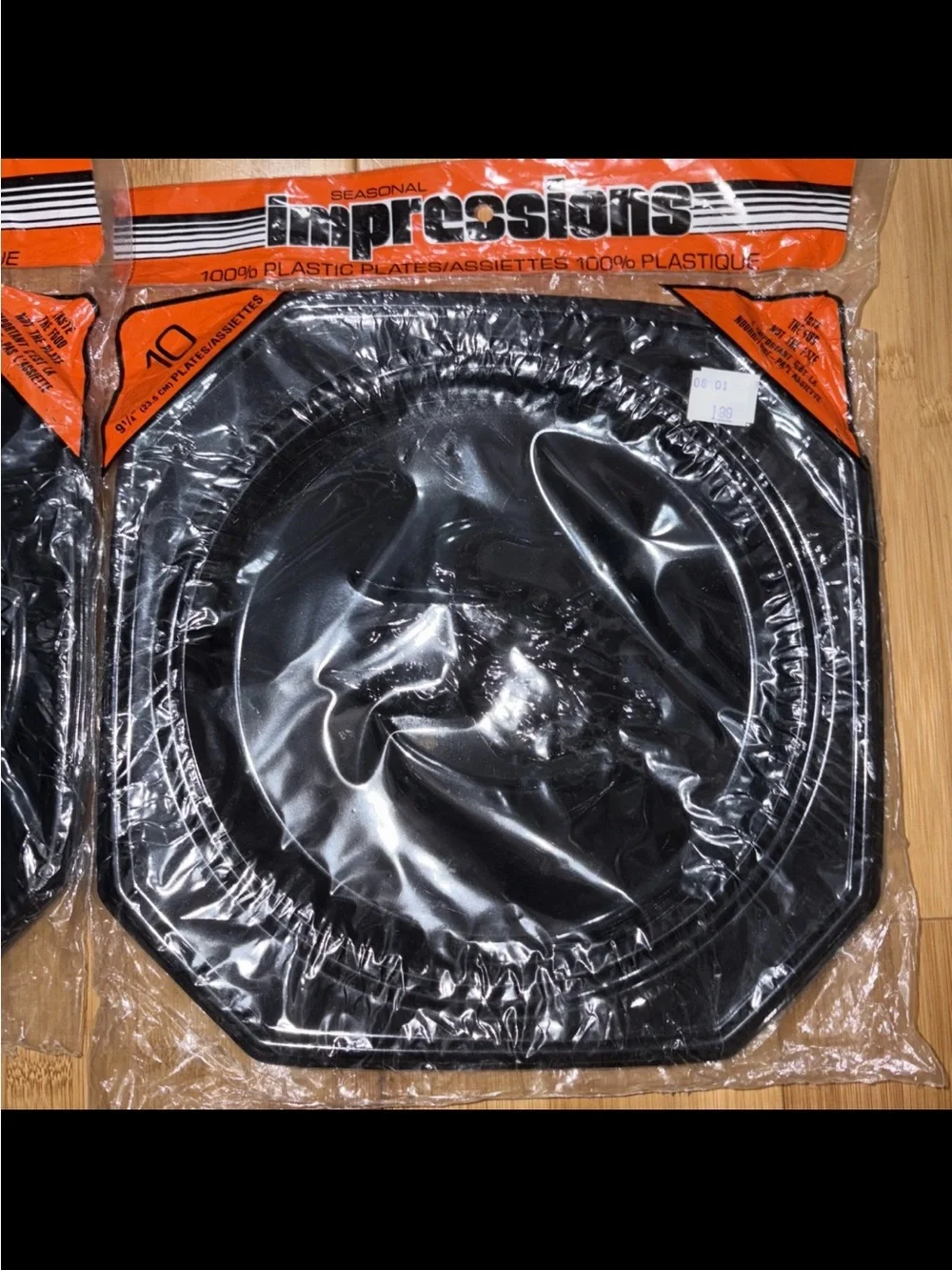 Vintage Halloween Orange & Black Embossed Witch Plastic Plates New 2 Packs